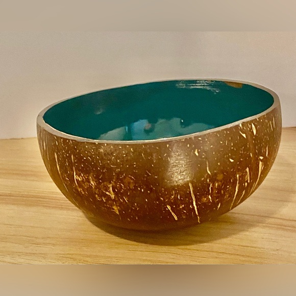 Handcrafted Artisan Coconut Bowl | Hand Painted Jasmine Tree - Picture 4 of 11